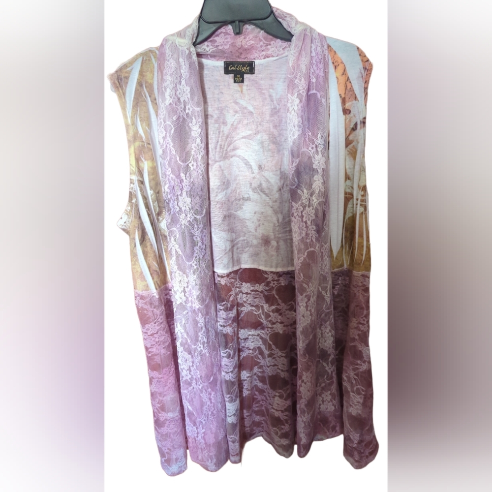 CAL STYLE MULTICOLORED SLEEVELESS CARDIGAN SZ XL